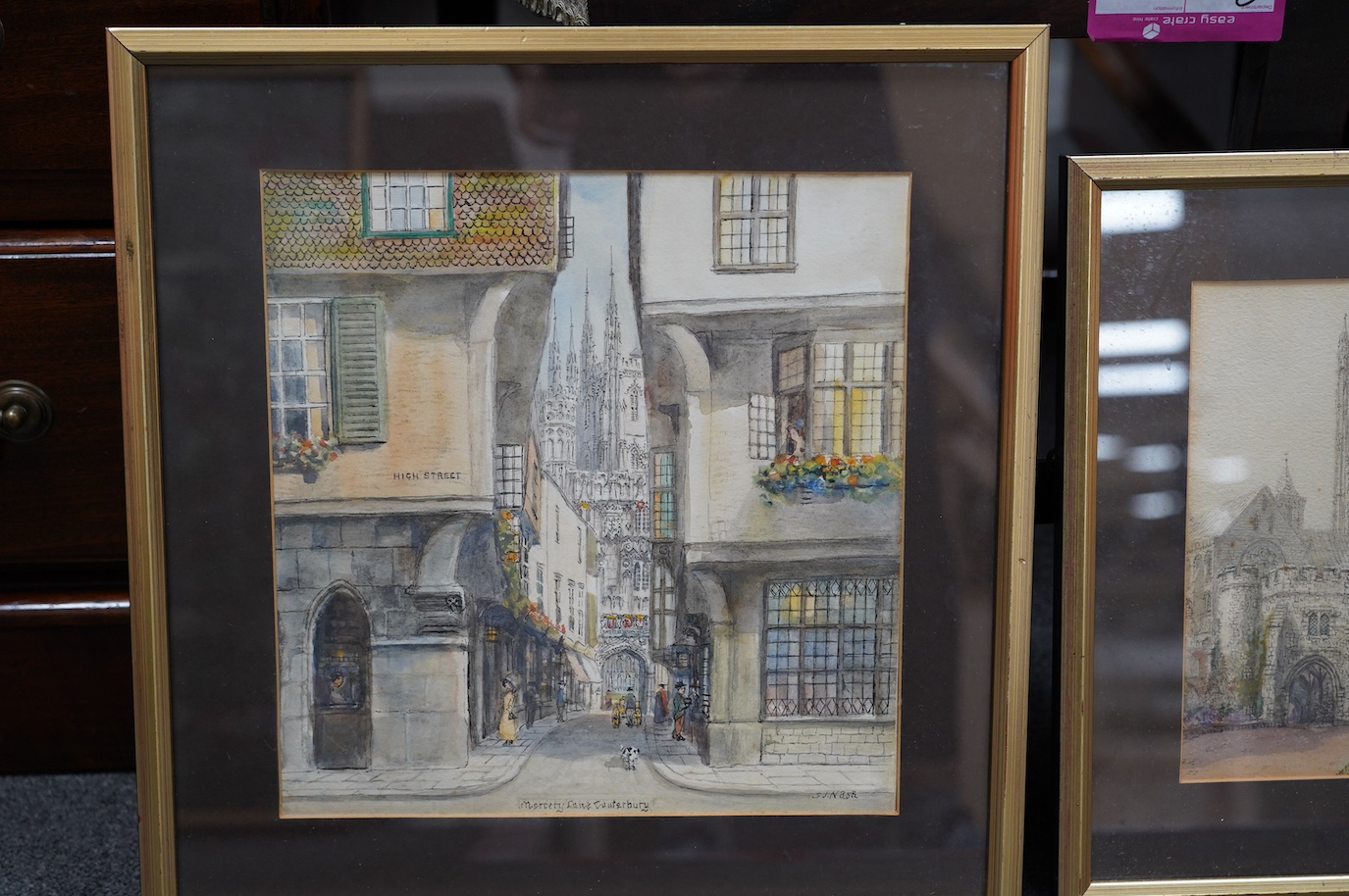 S.J. Nash (1891-1960), two watercolours, Canterbury views, each signed, largest 29 x 27cm. Condition - good